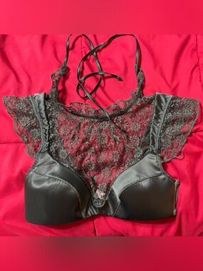 Green Lace & Satin Bralette